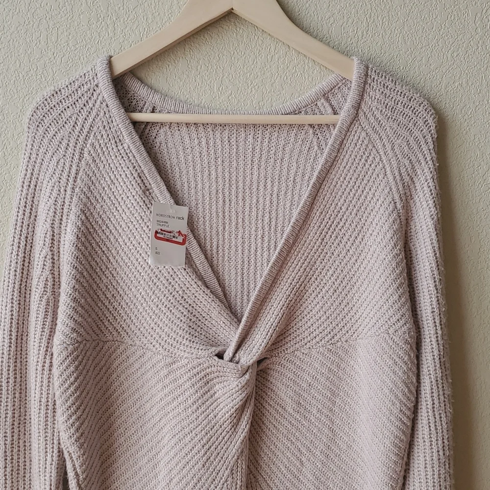 Nordstrom rack Love Tree sexy plunging V back sweater dress neutral taupe beige - Picture 5 of 12